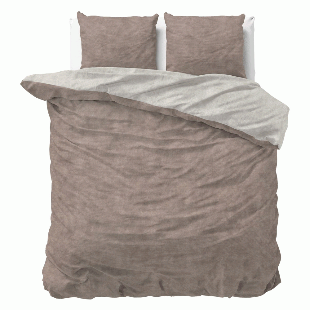 Sleeptime Flanel Twin Washed Cotton Dekbedovertrek Taupe-140x200/220 Top Merken Winkel